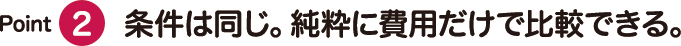 条件は同じ。純粋に費用だけで比較できる。